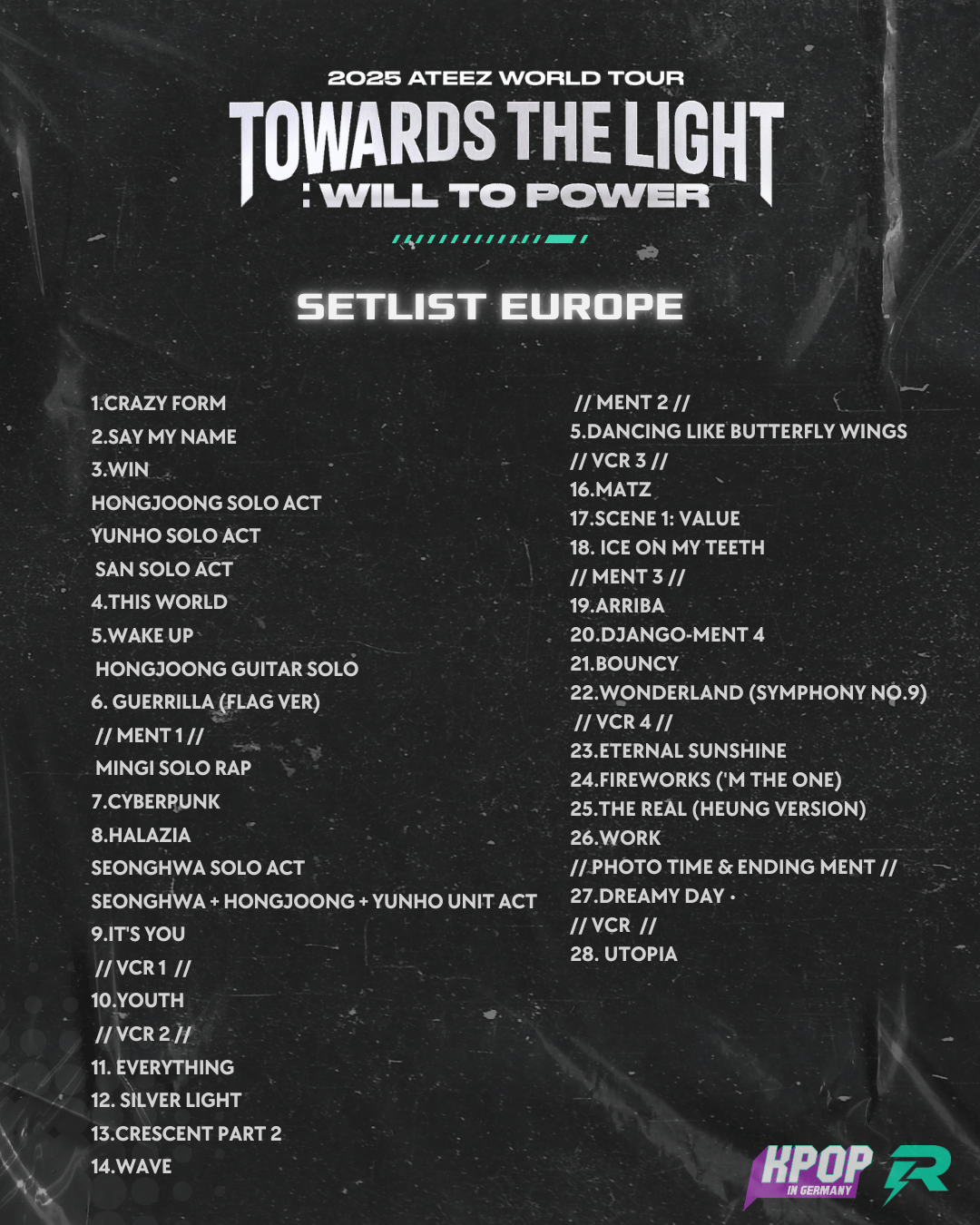 Setlist Ateez Europa Tour 2025